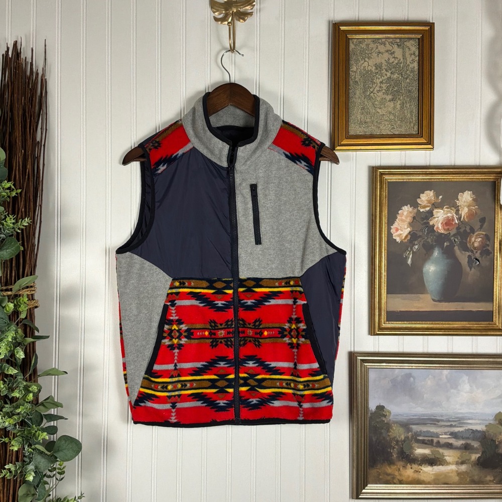 ASOS Fleece Vest Mens Size S Multicolor Excellent Aztec Southwest Colorblock